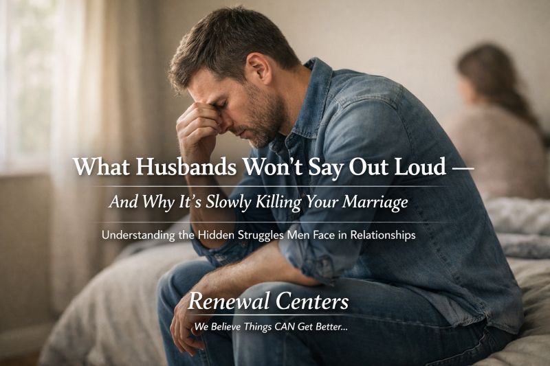 What Husbands Won't Say Out Loud — And Why It's Killing Your Marriage 2 Pensive husband sitting on the edge of a bed in a quiet room, reflecting emotional distance in marriage.